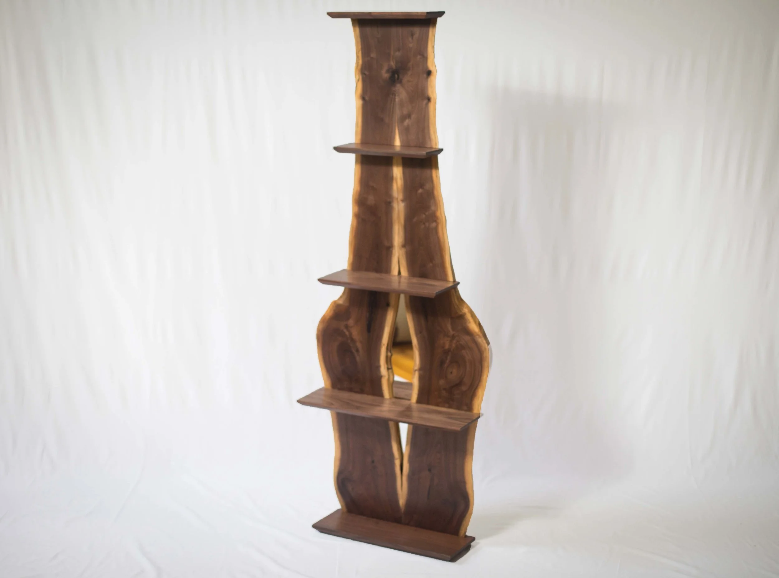 Walnut Hanging Shelf With Mirror