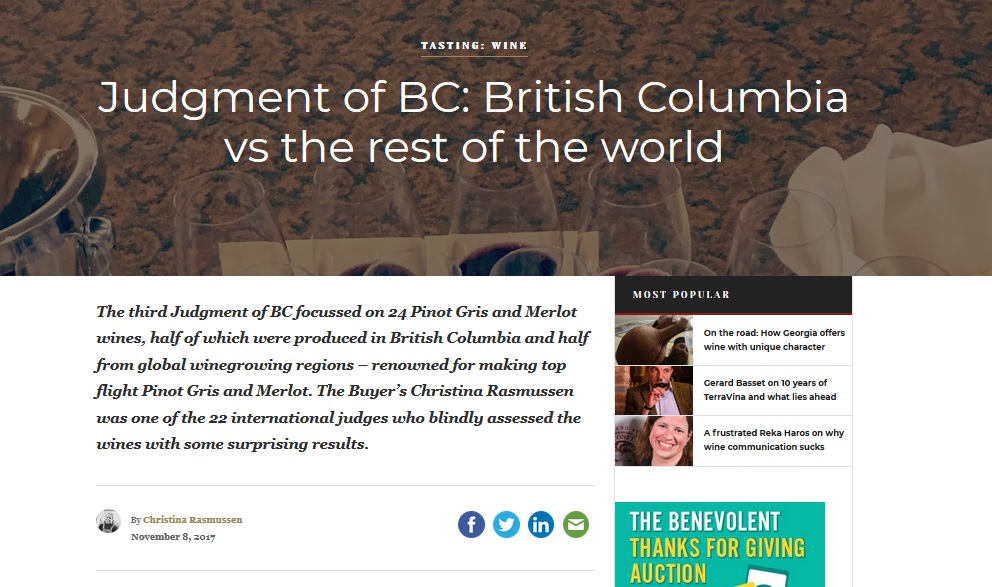 Judgment of BC: Pinot Gris and Merlot