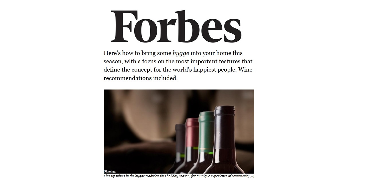 Speaking to Cathy Huyghe for Forbes about hygge + wine