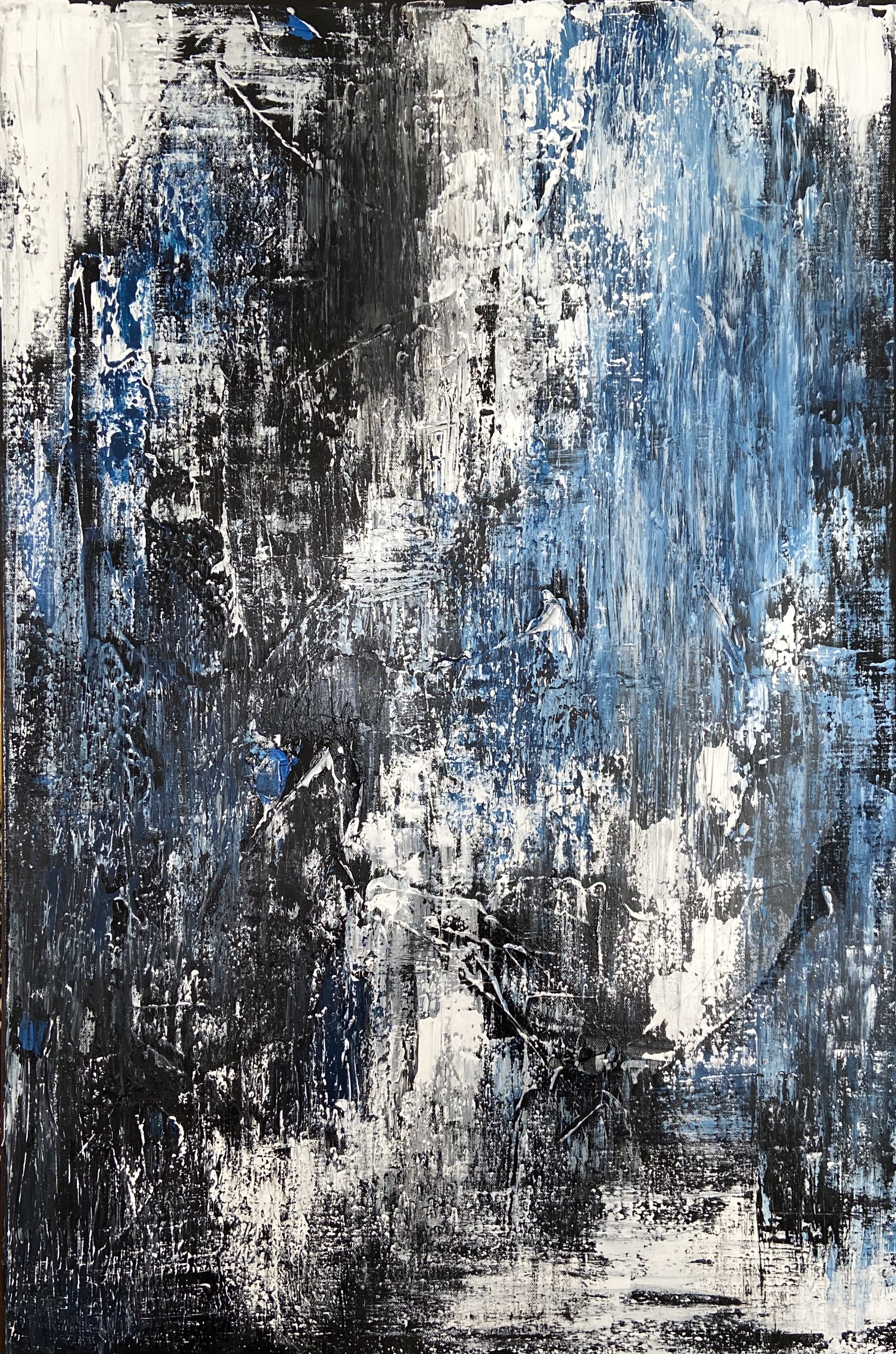 Title: Crescent Blue, 24x36 - Triptych