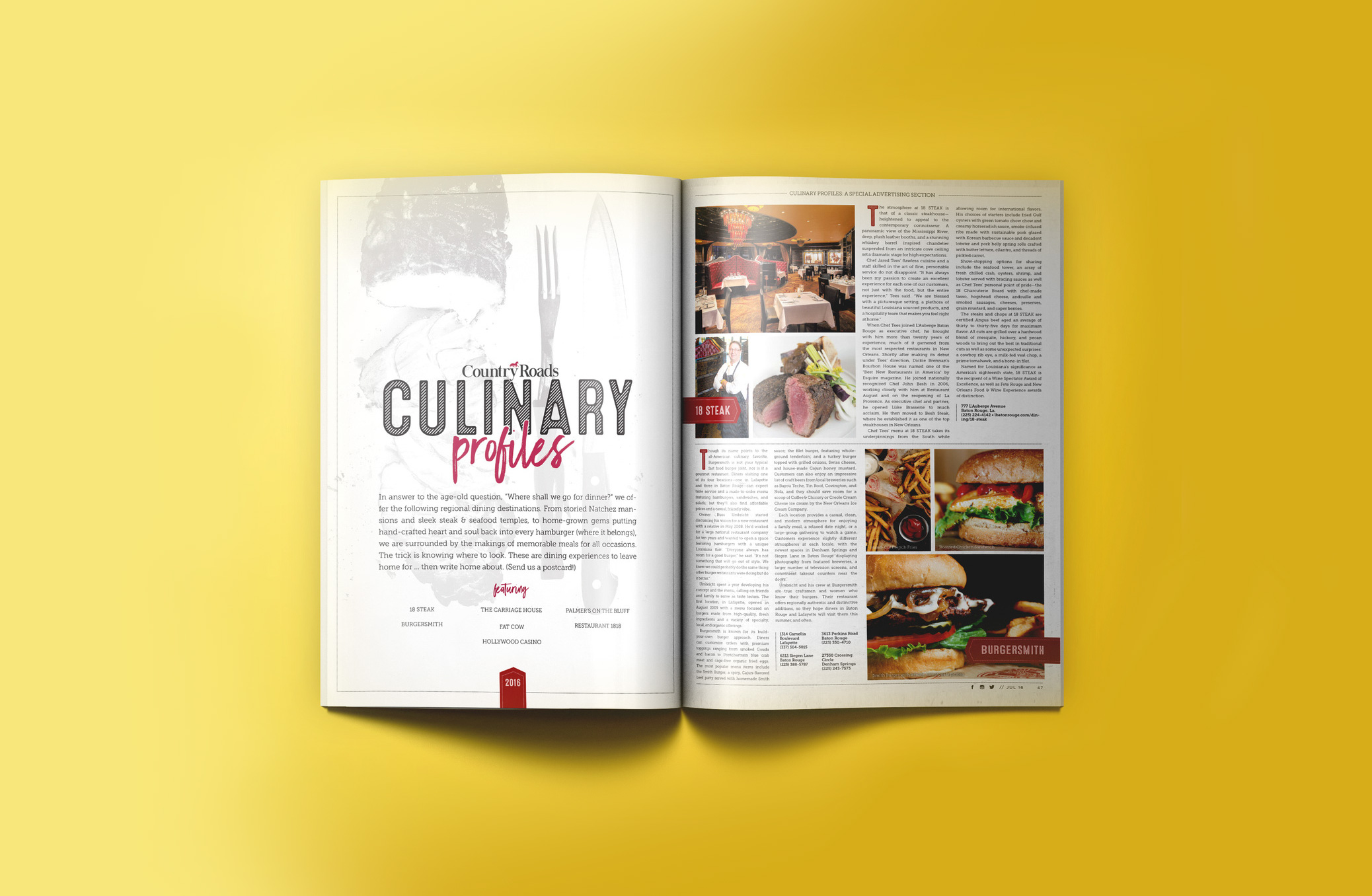 Country Roads Magazine - Culinary Profiles