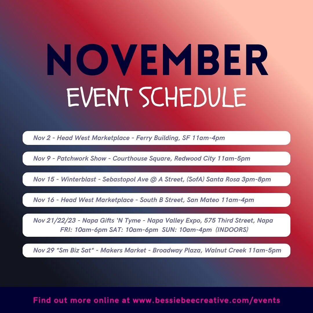 November schedule! Holidays just around the corner! ☺️✨