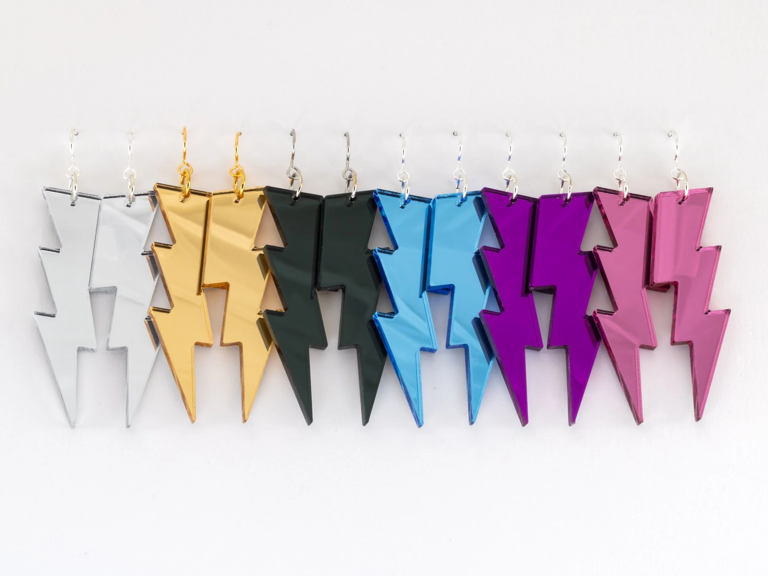 Mirror Acrylic Lightning Bolt Earrings
