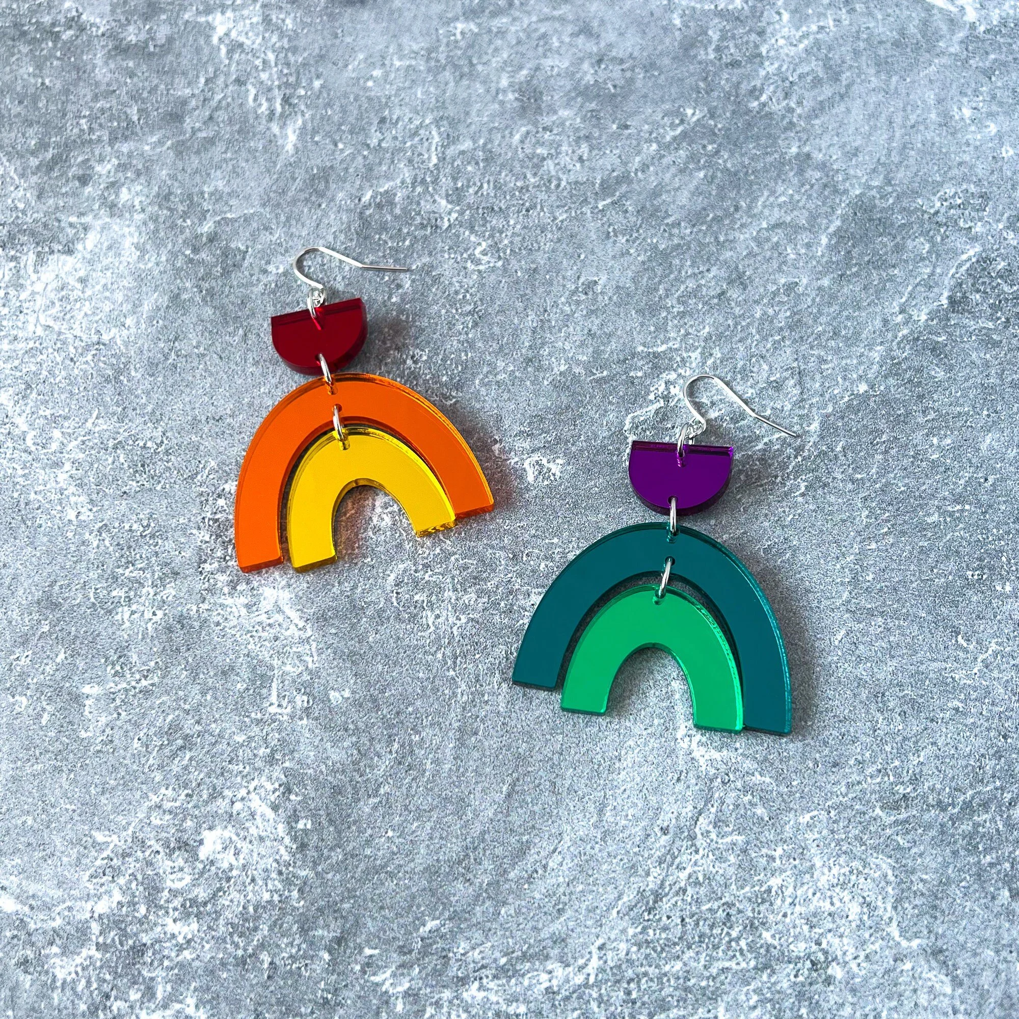 Rainbow Rainbow Acrylic Earrings
