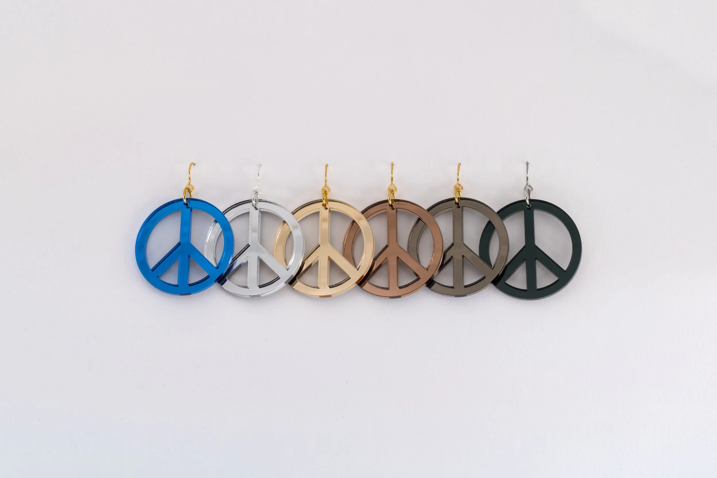 Mirror Acrylic Peace Sign Earrings