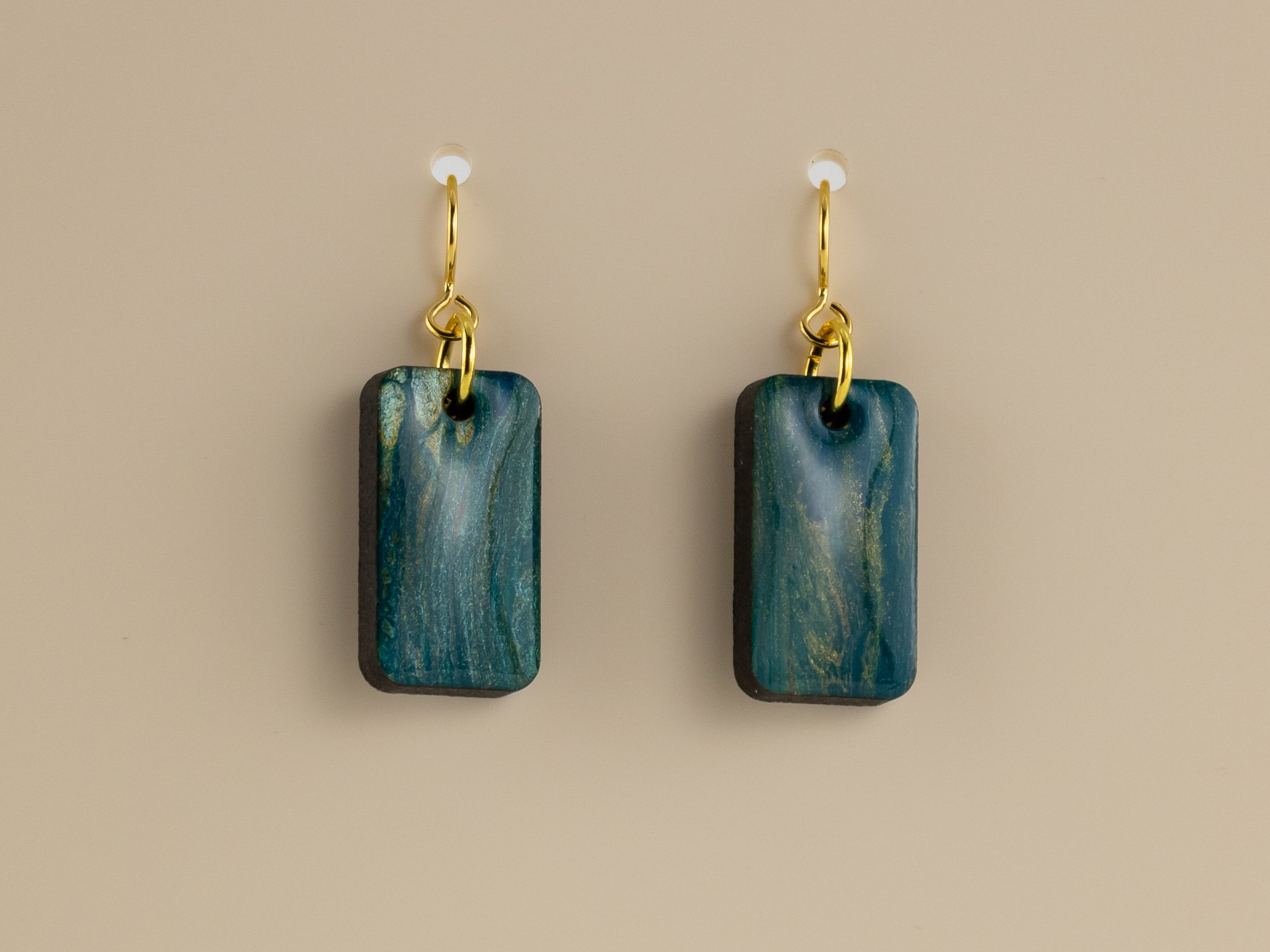 Hand Painted Wide Stick Rectangle Earrings