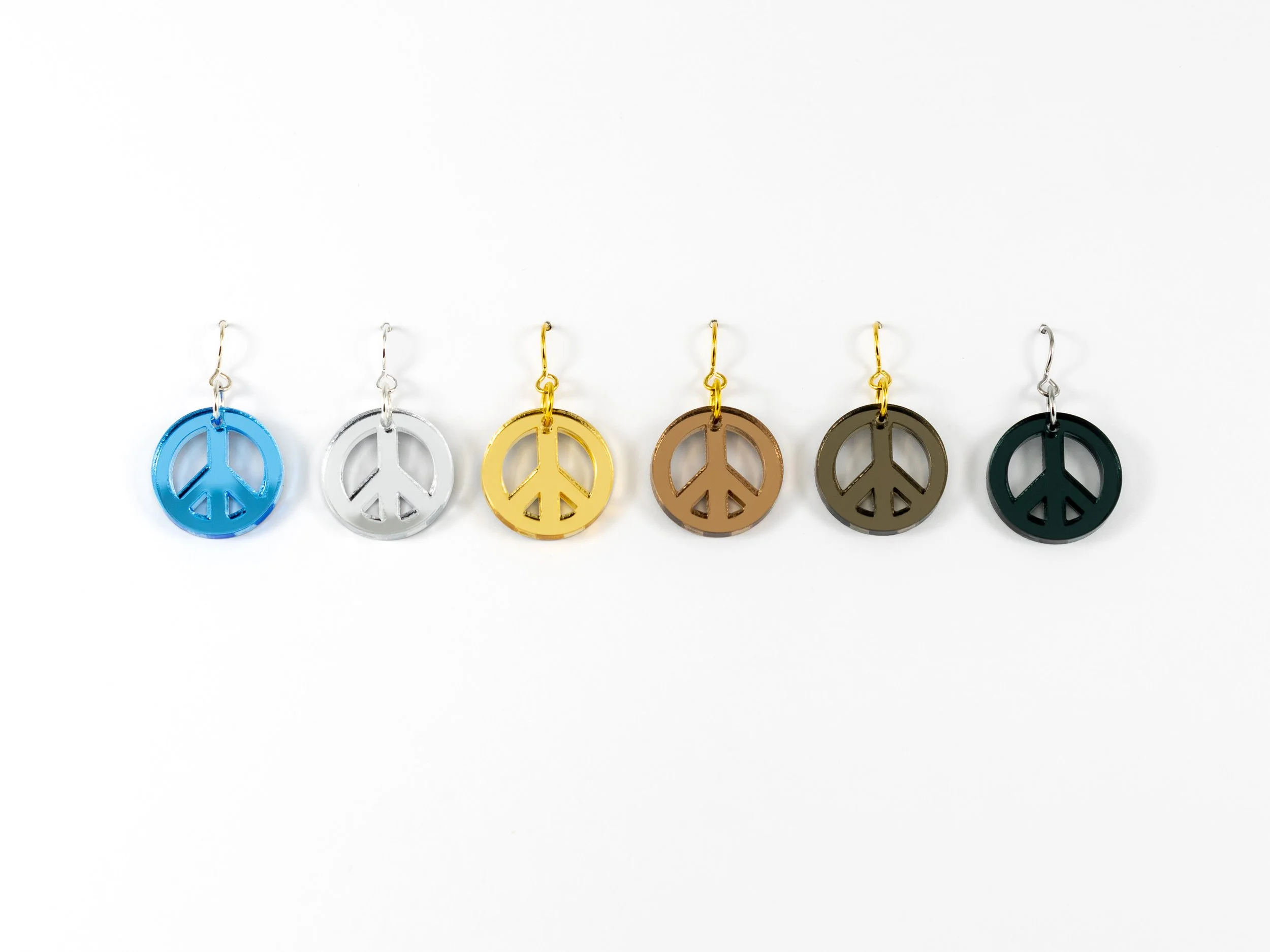 "Mini" Peace Sign Earrings in Mirror Acrylic