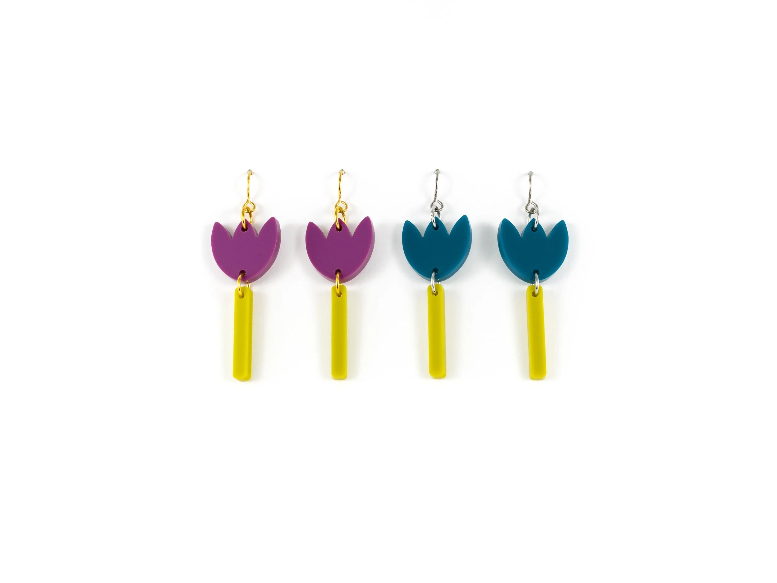 Abstract Tulip Drop Earrings in Vibrant Matte Acrylic