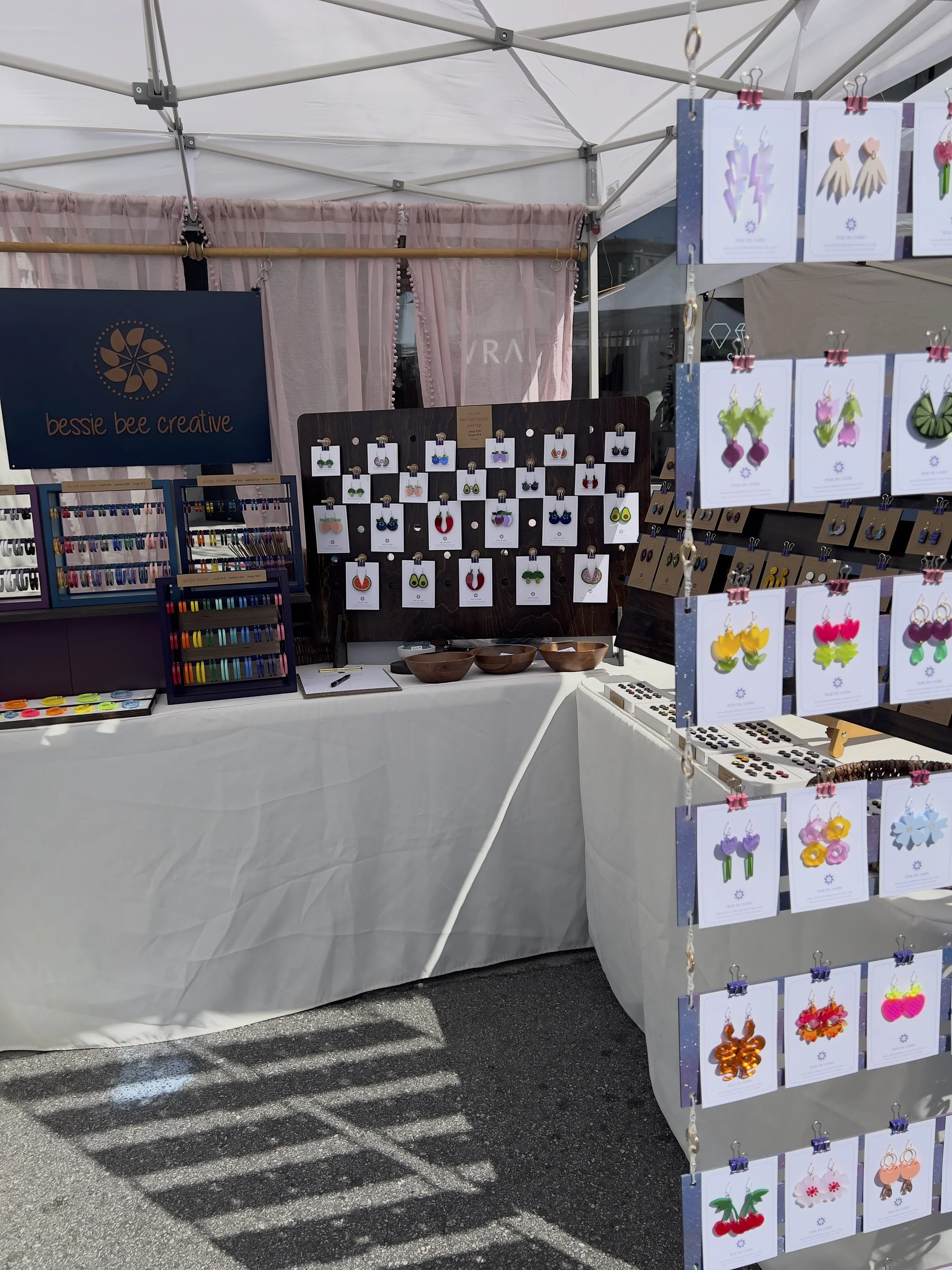 booth display, acrylic earrings