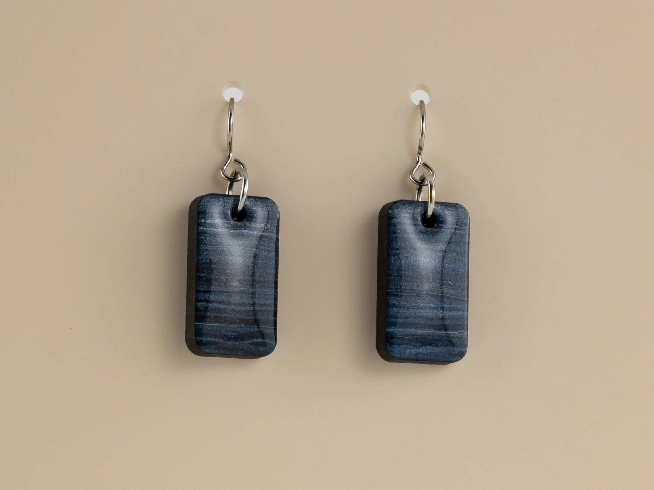 Hand Painted Wide Stick Rectangle Earrings