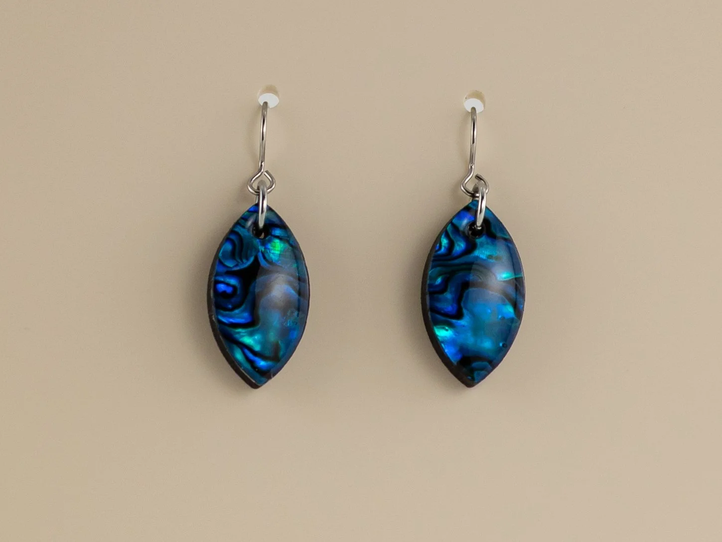 Sapphire Blue Abalone Shell Small Petal Earrings