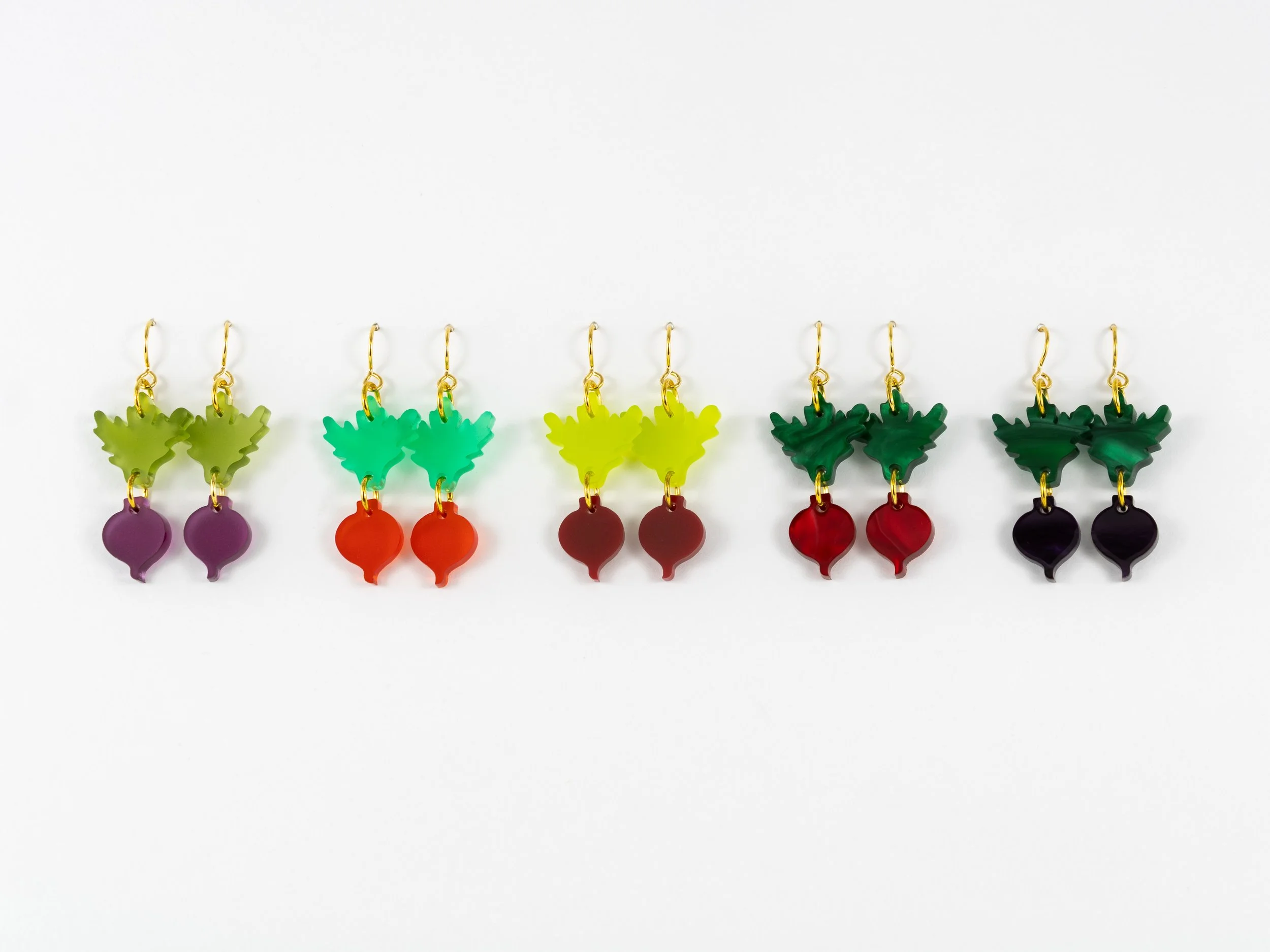 “Mini” Acrylic Beet and Radish Earrings