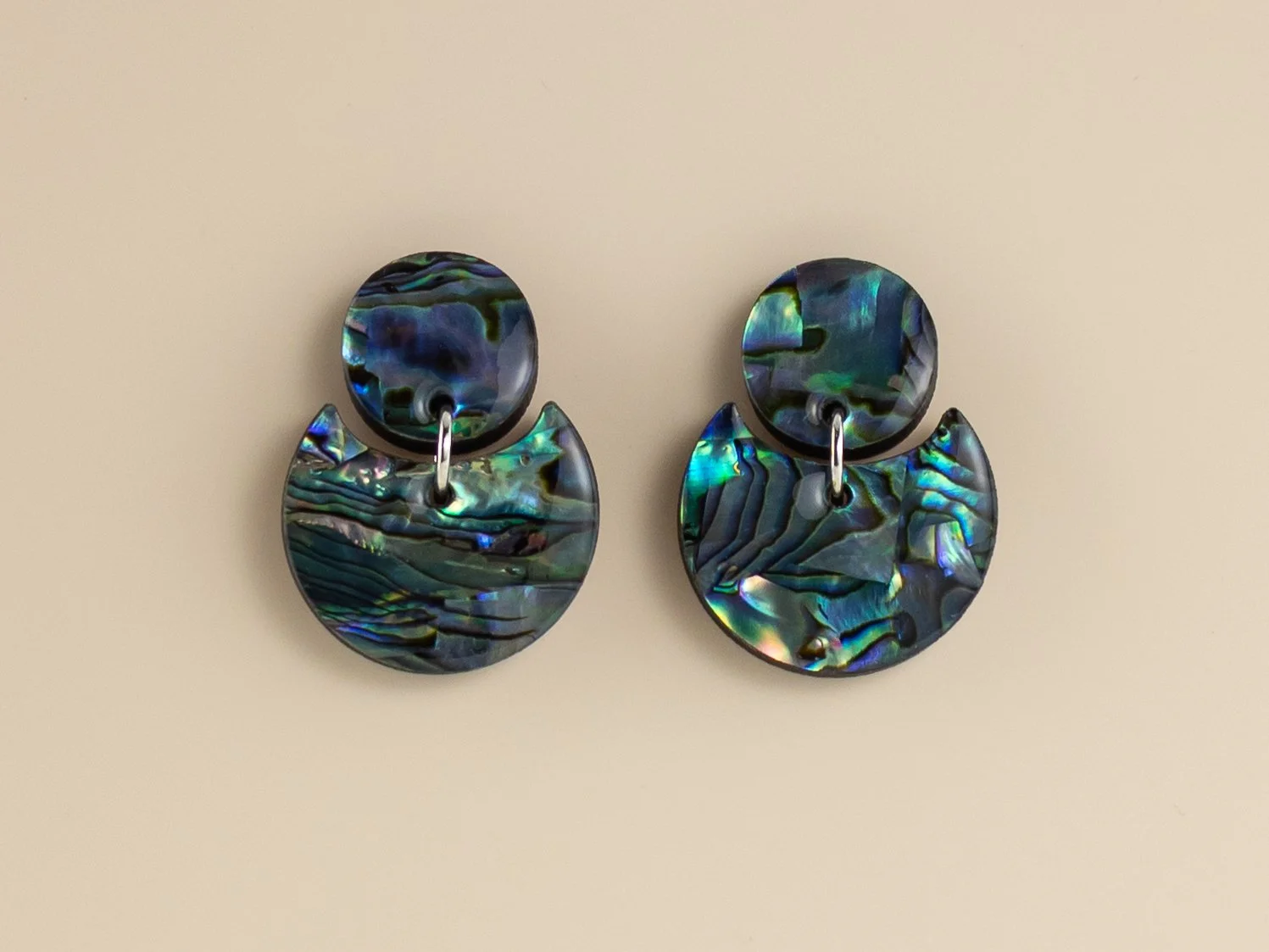Natural Abalone Shell Crescent Stud Earrings
