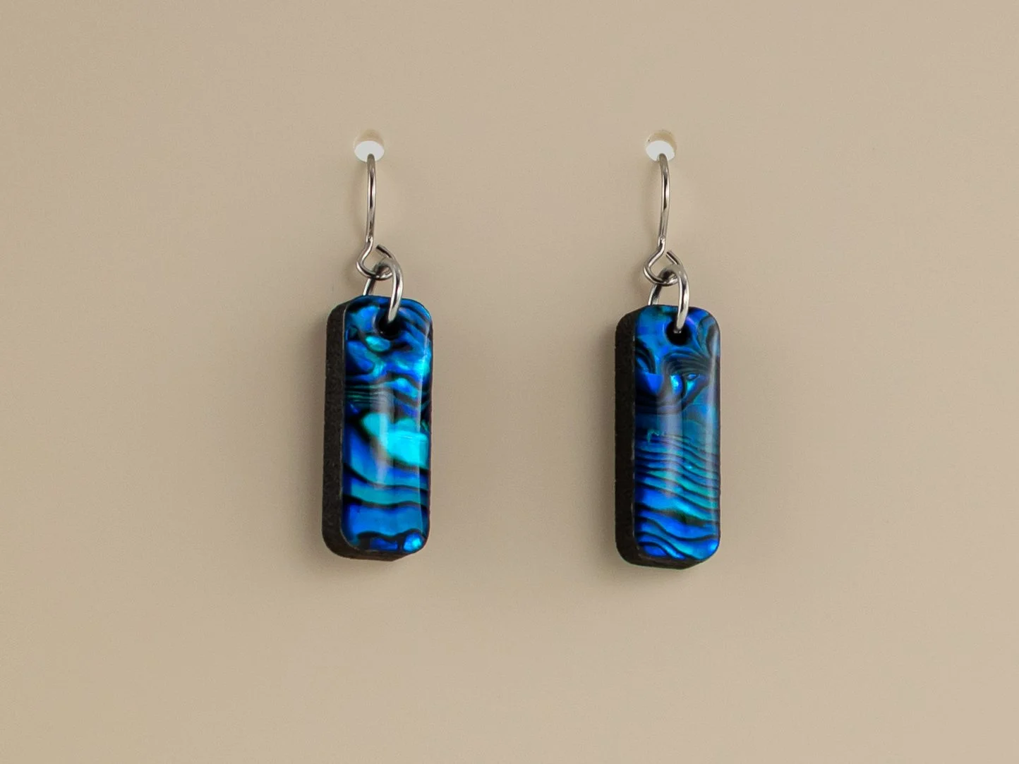 Abalone Shell Short Stick Earrings in Sapphire Blue