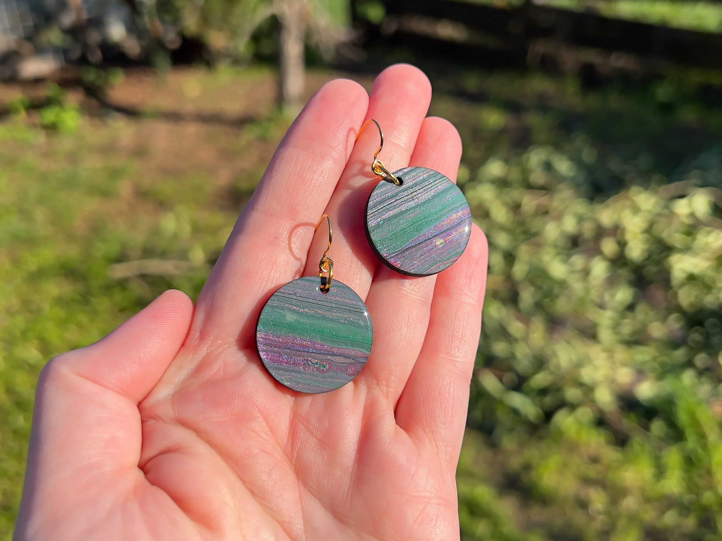 Hand Painted Medium Circle Earrings