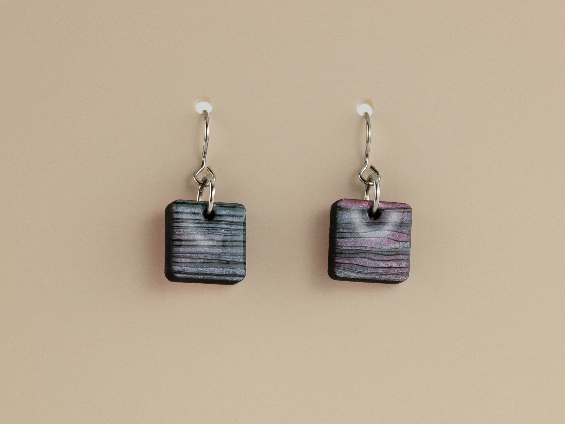 Hand Painted Small Square Earrings