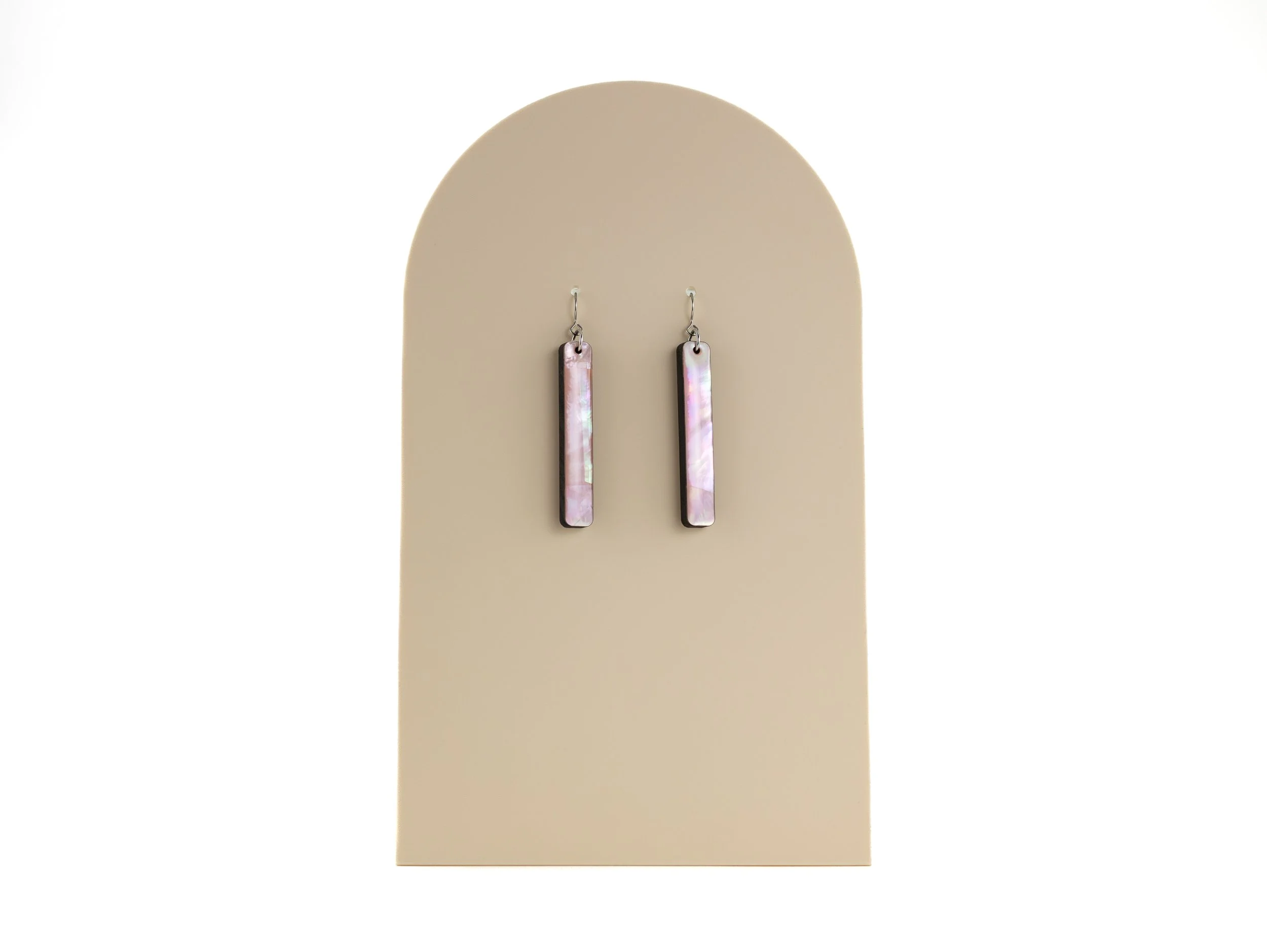 Rose Quartz Mother of Pearl Long Stick Earrings-1.jpg