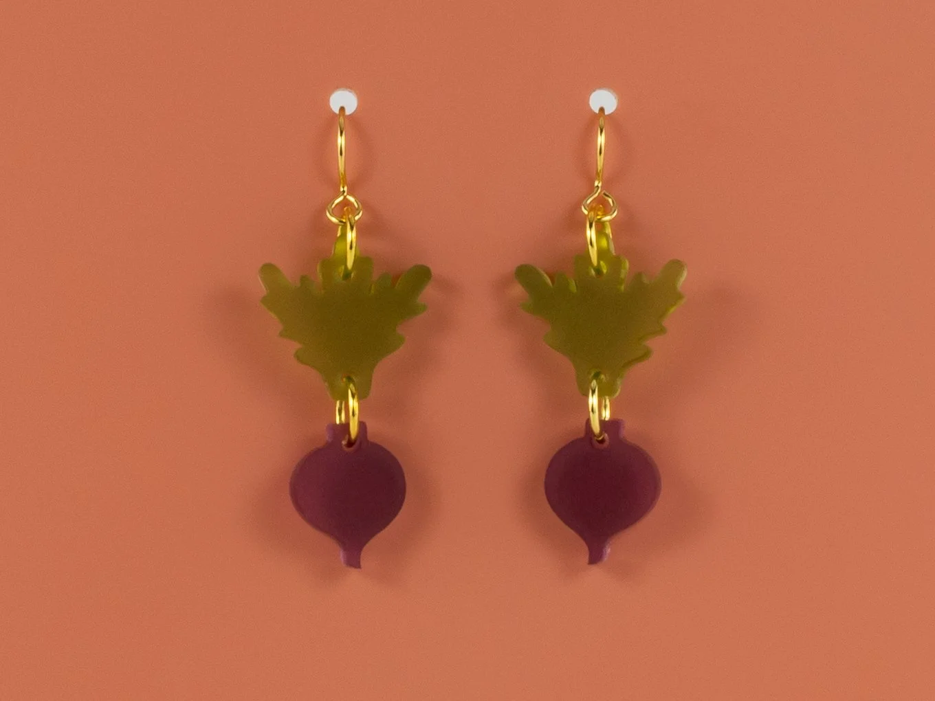 “Mini” Acrylic Beet and Radish Earrings