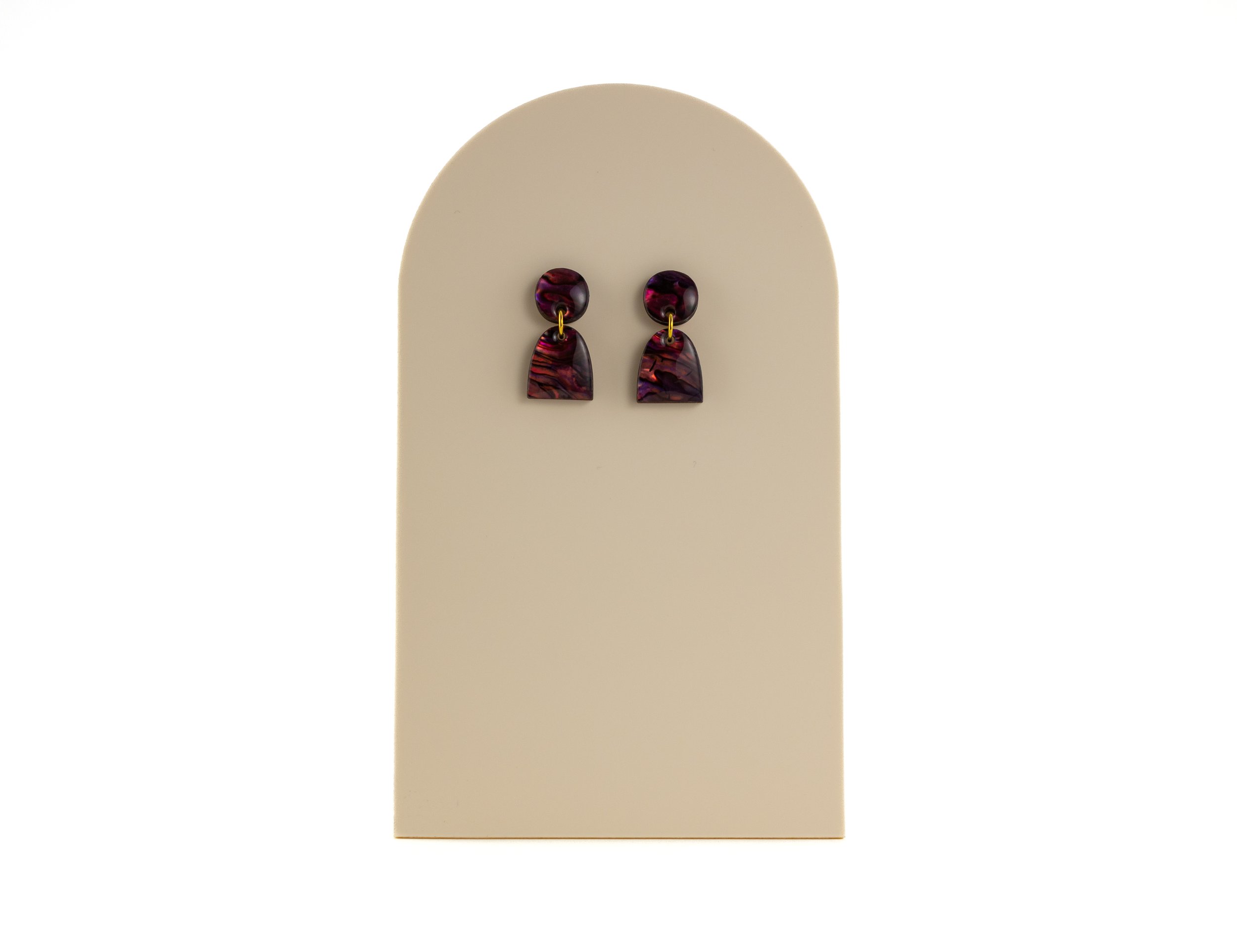 Purple Agate Abalone Small Solid Arch Stud Earrings-1.jpg