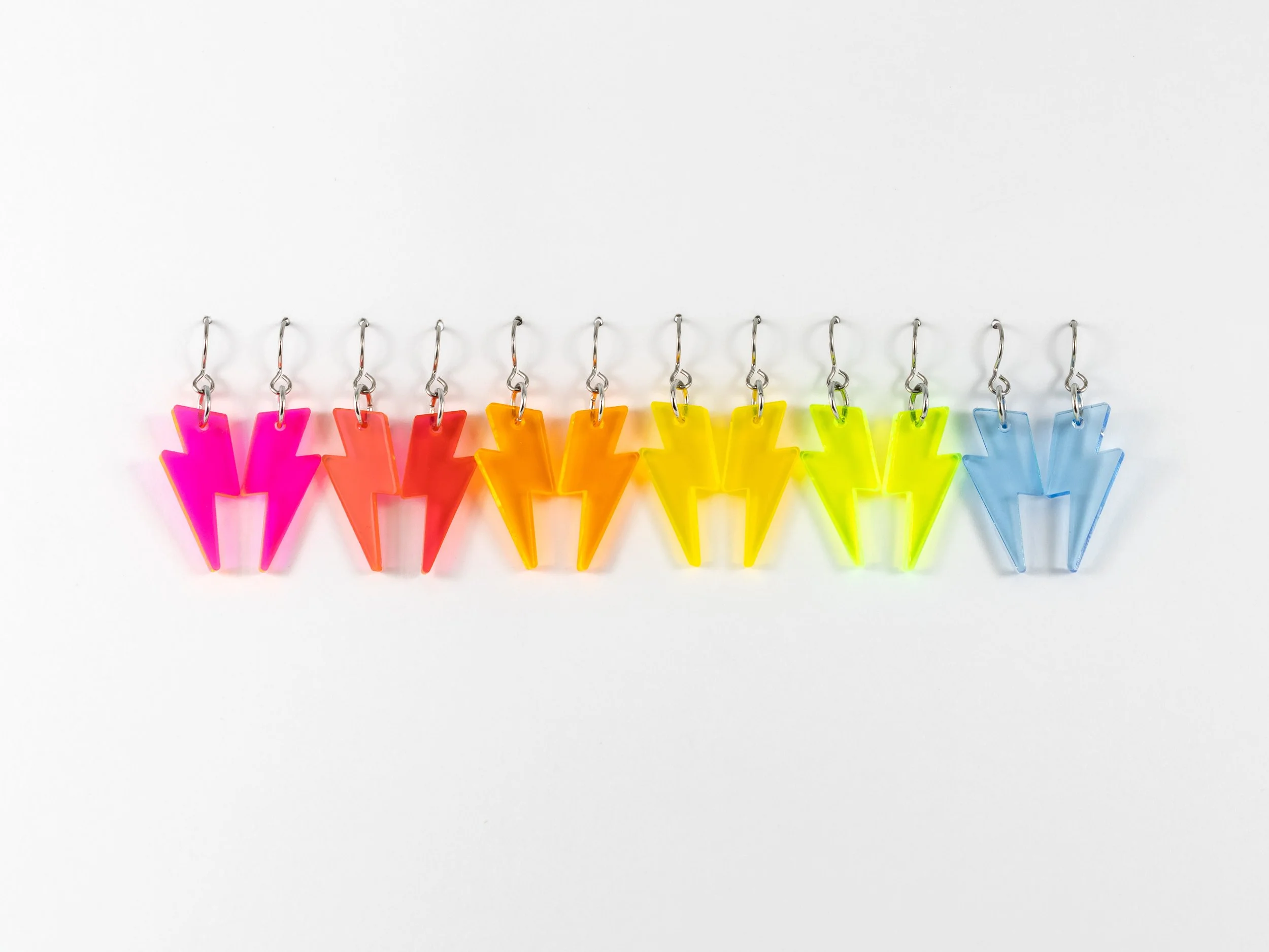 "Mini" Lightning Bolt Earrings in Florescent Acrylic