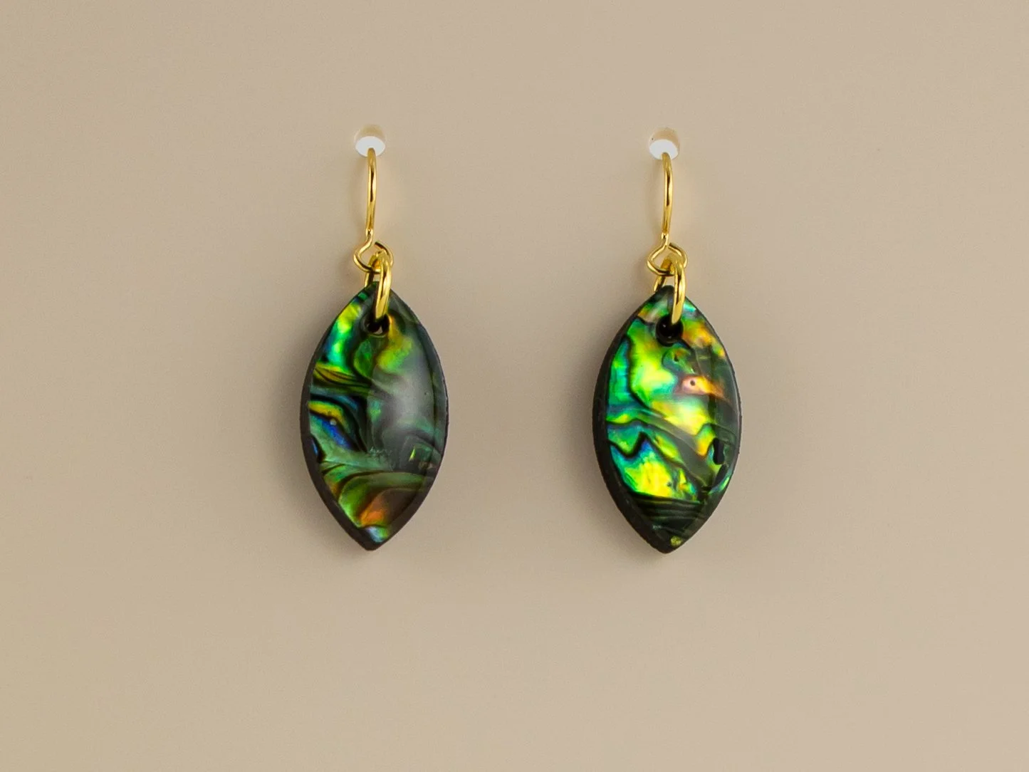 Peridot Green Abalone Shell Small Petal Earrings