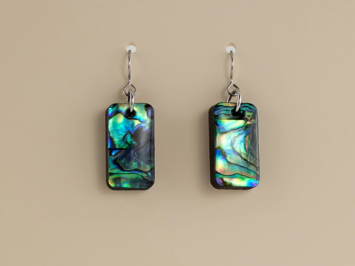 Natural Abalone Wide Stick Rectangle Earrings