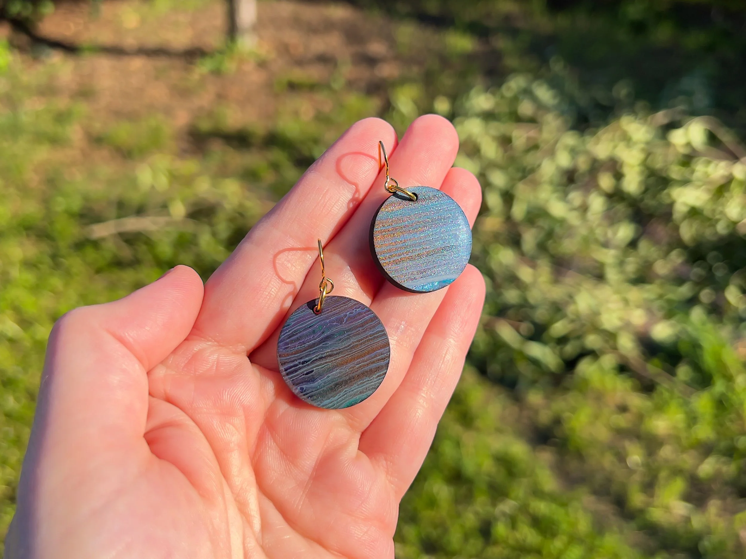Hand Painted Medium Circle Earrings