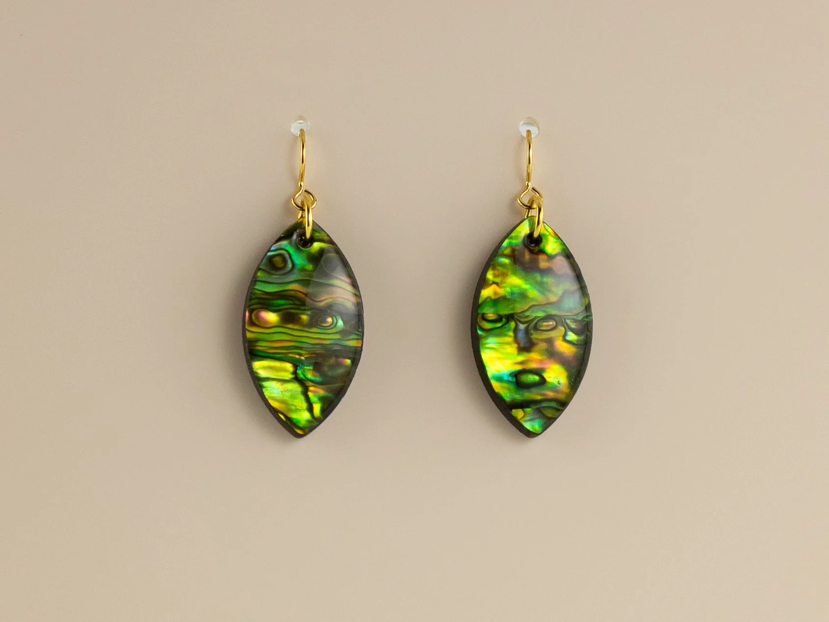 Genuine Abalone Large Petal Earrings in Peridot