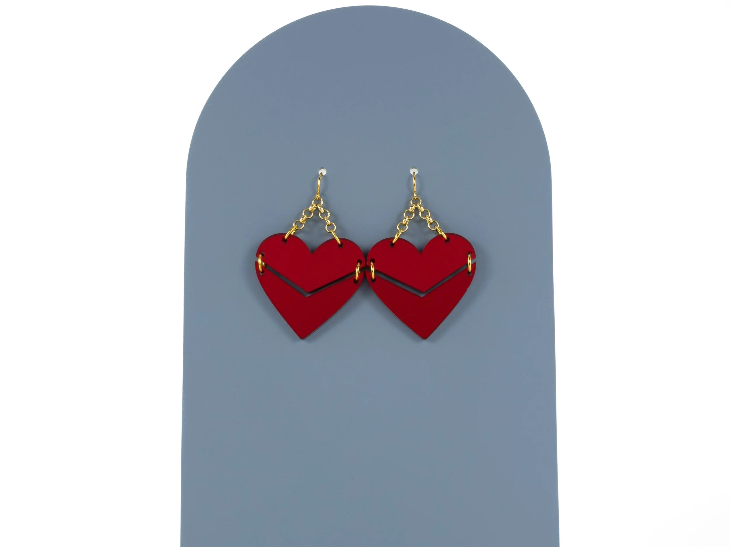 Acrylic Chevron Heart Earrings