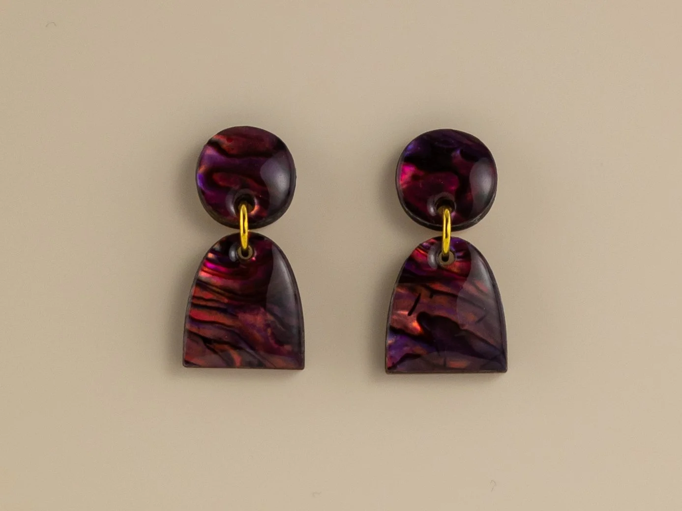 Purple Agate Abalone Small Solid Arch Stud Earrings-2.jpg