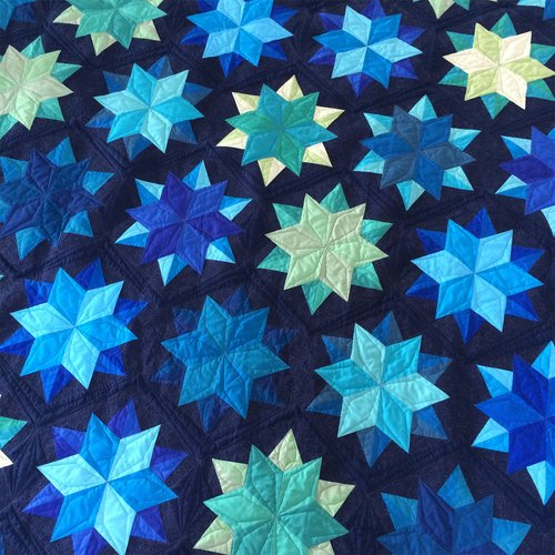 uses Sidekick ruler Night Sky Quilt Pattern ~ Julie Herman Jaybird Quilts stars
