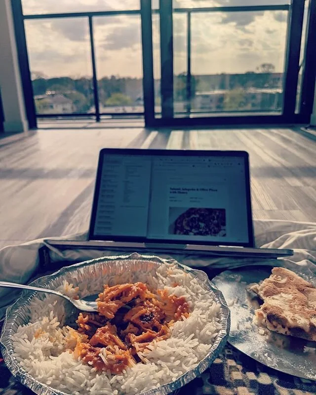Who needs furniture when you have Tikka Masala, tunes and a view? #minneapolis #supportlocal #weekendvibes