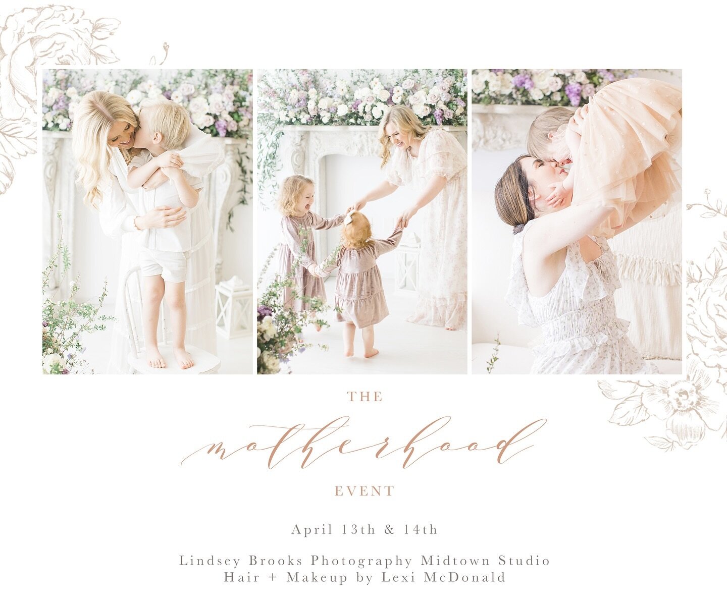 Save the Date for my Annual Motherhood Event&hellip;April 13th &amp; 14th at my studio in Midtown. 
 
Booking will open this Thursday evening, February 29th at 7 p.m.
(to email subscribers only&hellip;click link in bio to be added to the list!)
 
I&r