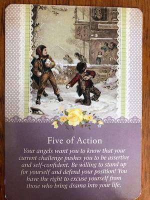FIVE OF ACTION: Guardian Angel Tarot by Radleigh Valentine (and Doreen Virtue)