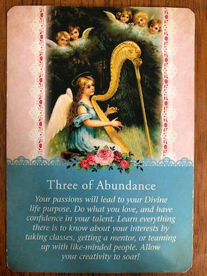 THREE OF ABUNDANCE: Guardian Angel Tarot by Radleigh Valentine (and Doreen Virtue)