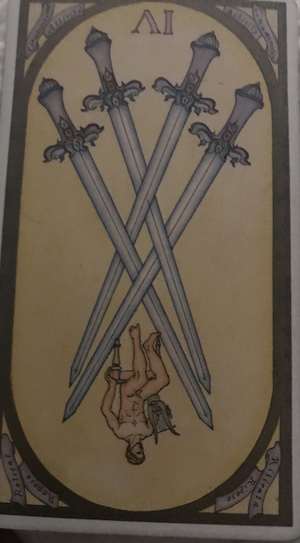 FOUR OF SWORDS (reversed): Renaissance Tarot by Brian Williams