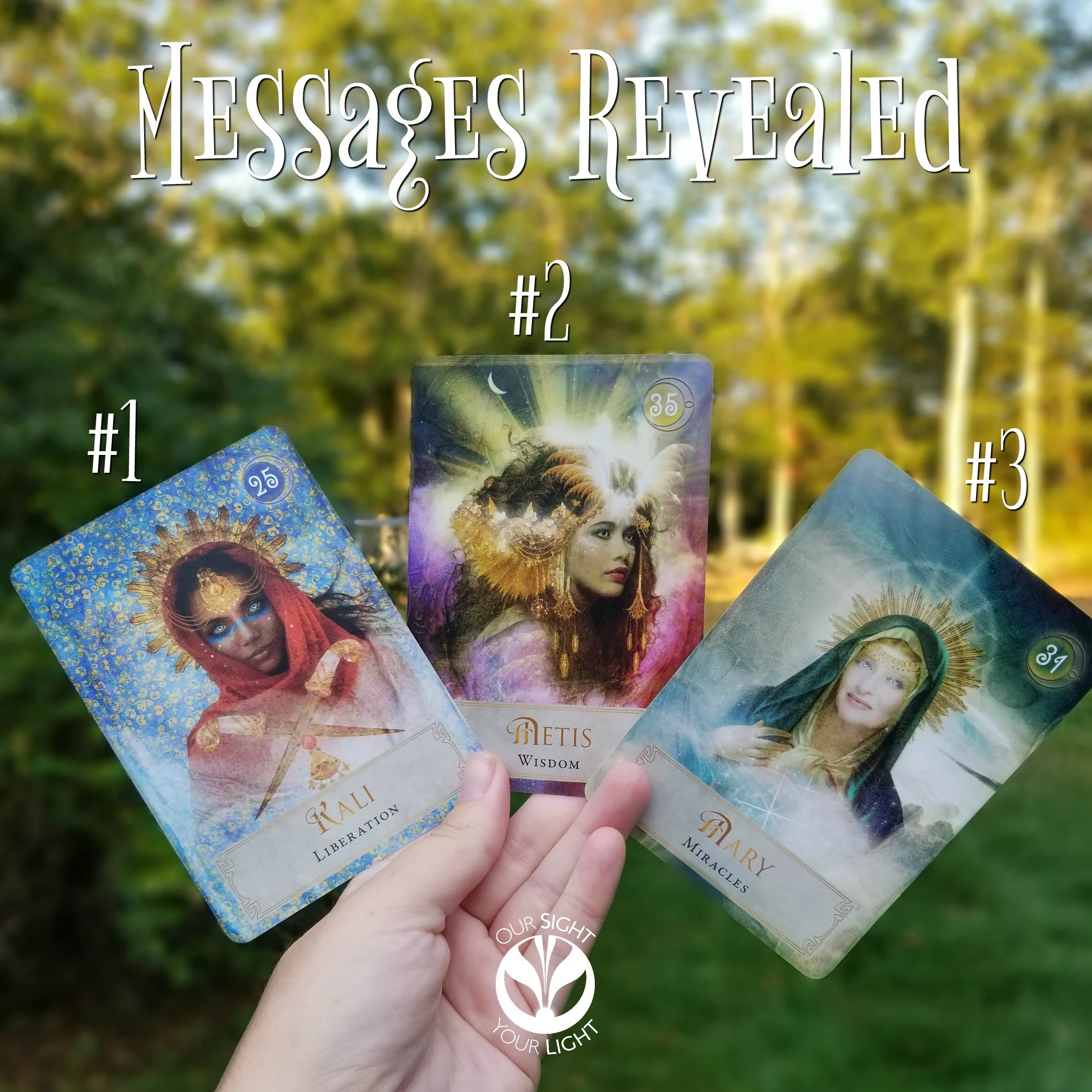 #OracleMonday Messages Revealed - GODDESS POWER ORACLE by Colette Baron-Reid, KALI - liberation, METIS - wisdom, MOTHER MARY - miracles