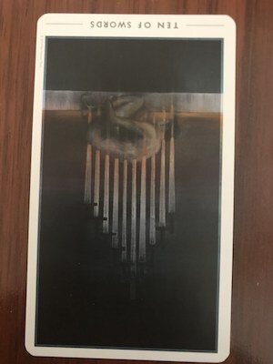 TEN OF SWORDS reversed: Fountain Tarot by Jason Gruhl, Jonathan Saiz, and Andi Todaro