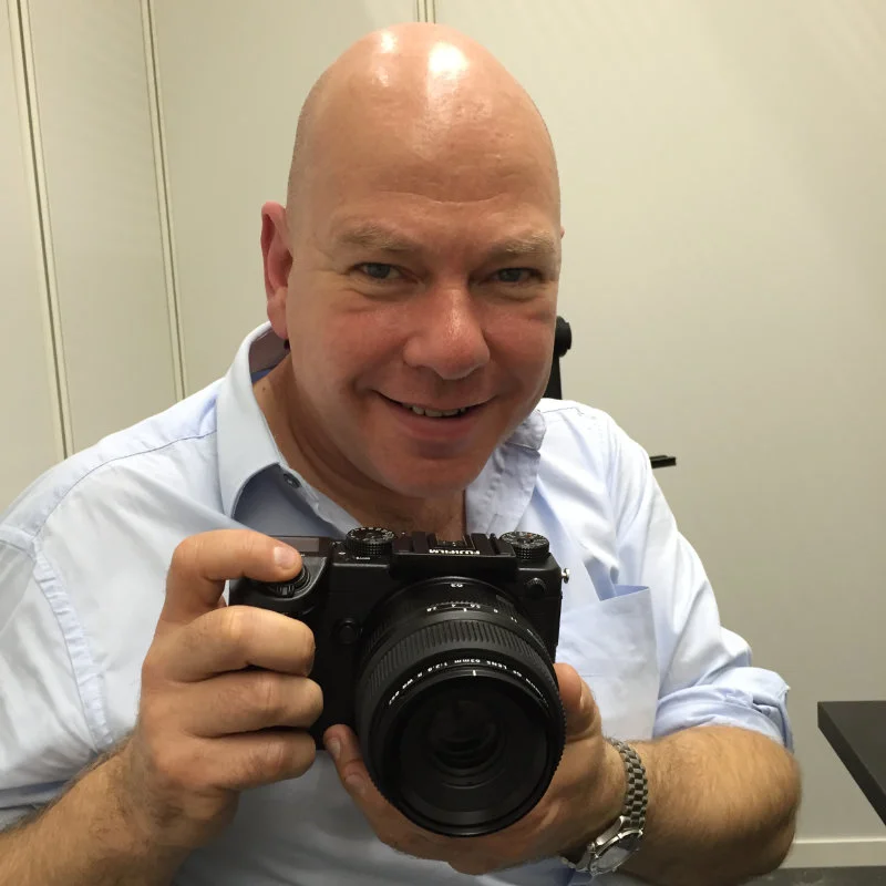Drew holding The Fuji GFX