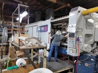 Van Dorn 880SP-4300 Spectra 880Ton Max Part Length/Width 39” x 32” Max Part Weight 89.6oz Max Mold Width 39.4” Max Mold Height 46.3” Min Stack Height 23.6” Max Daylight 75.8 Ejector Stroke 7.9”