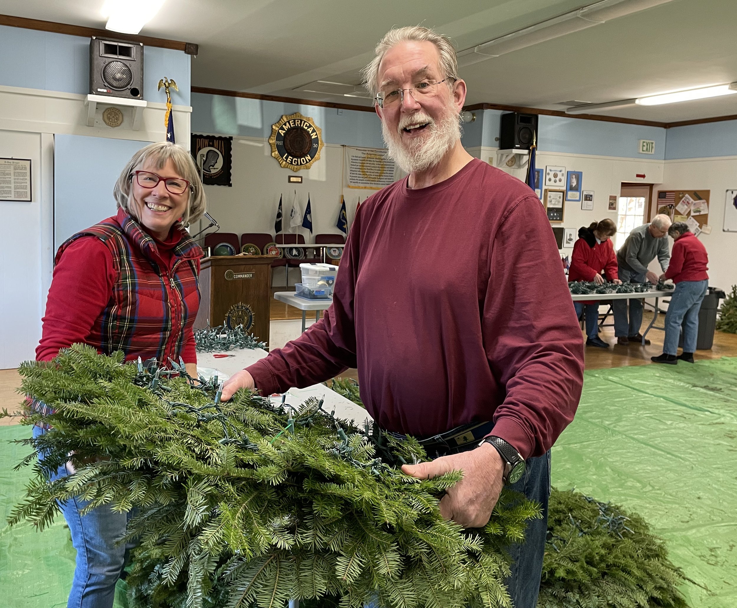 The American Legion is home base for wreath assembly for Camden Garde.n Club