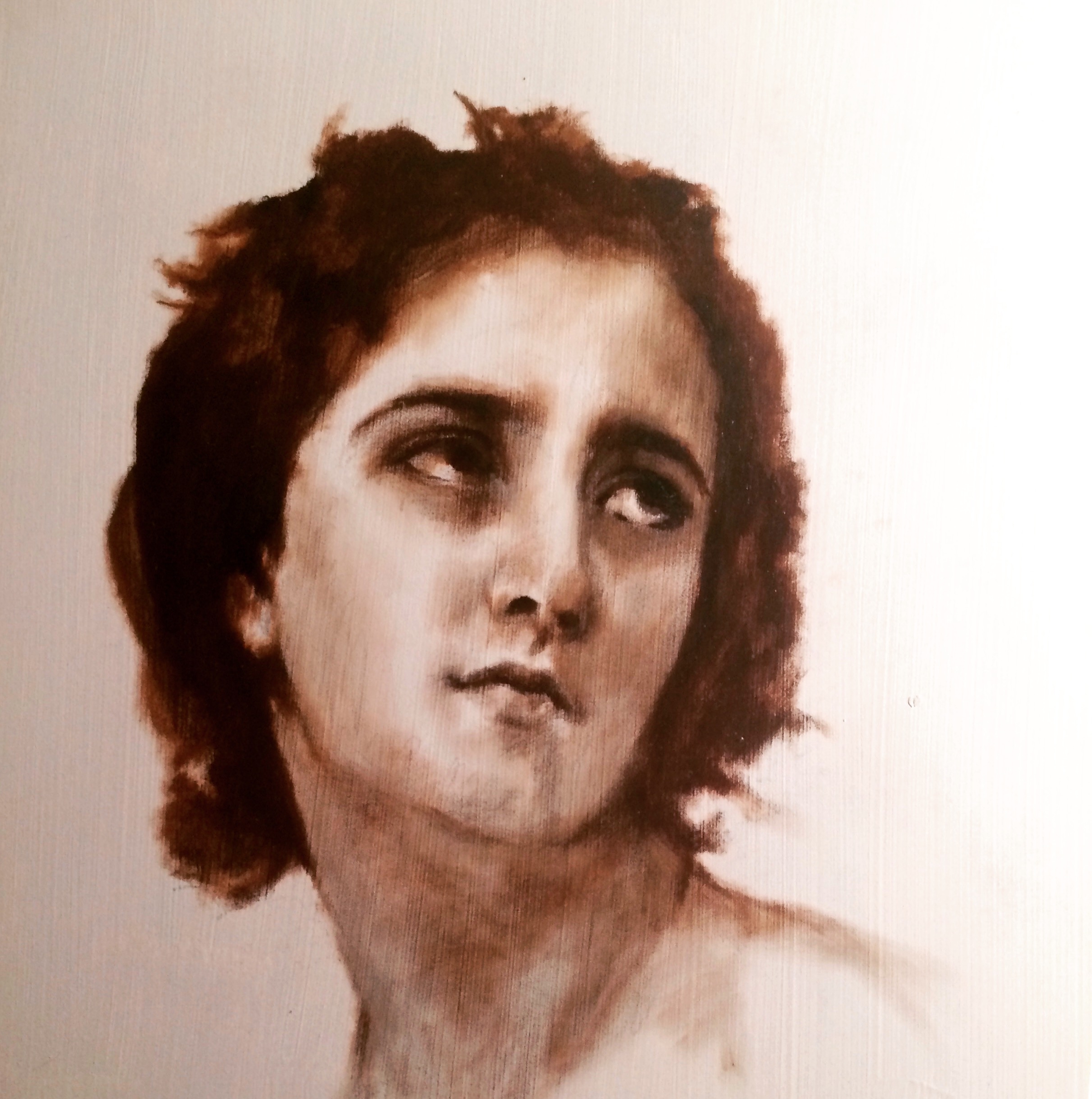 Oil and gesso on wood board, 8x10. Master figure study, William Bouguereau, Sketch of a Young Woman .