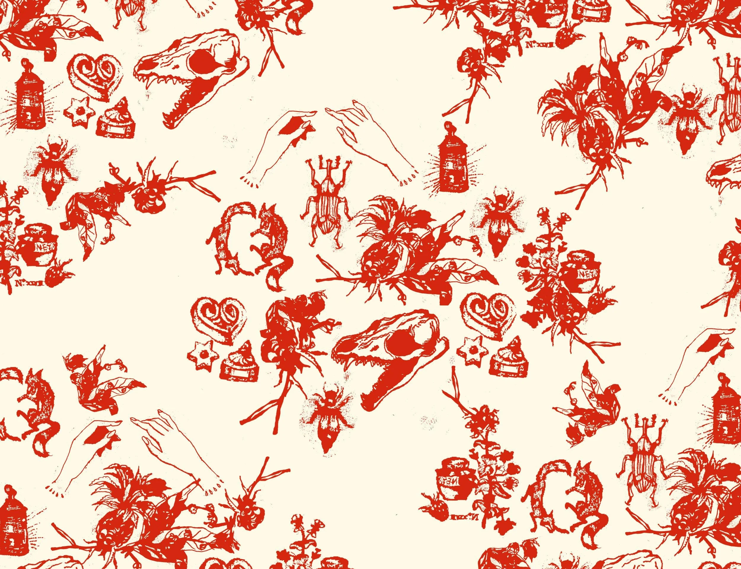 handmade lithography toile pattern on 11”x17” pronto plate, 2018.
