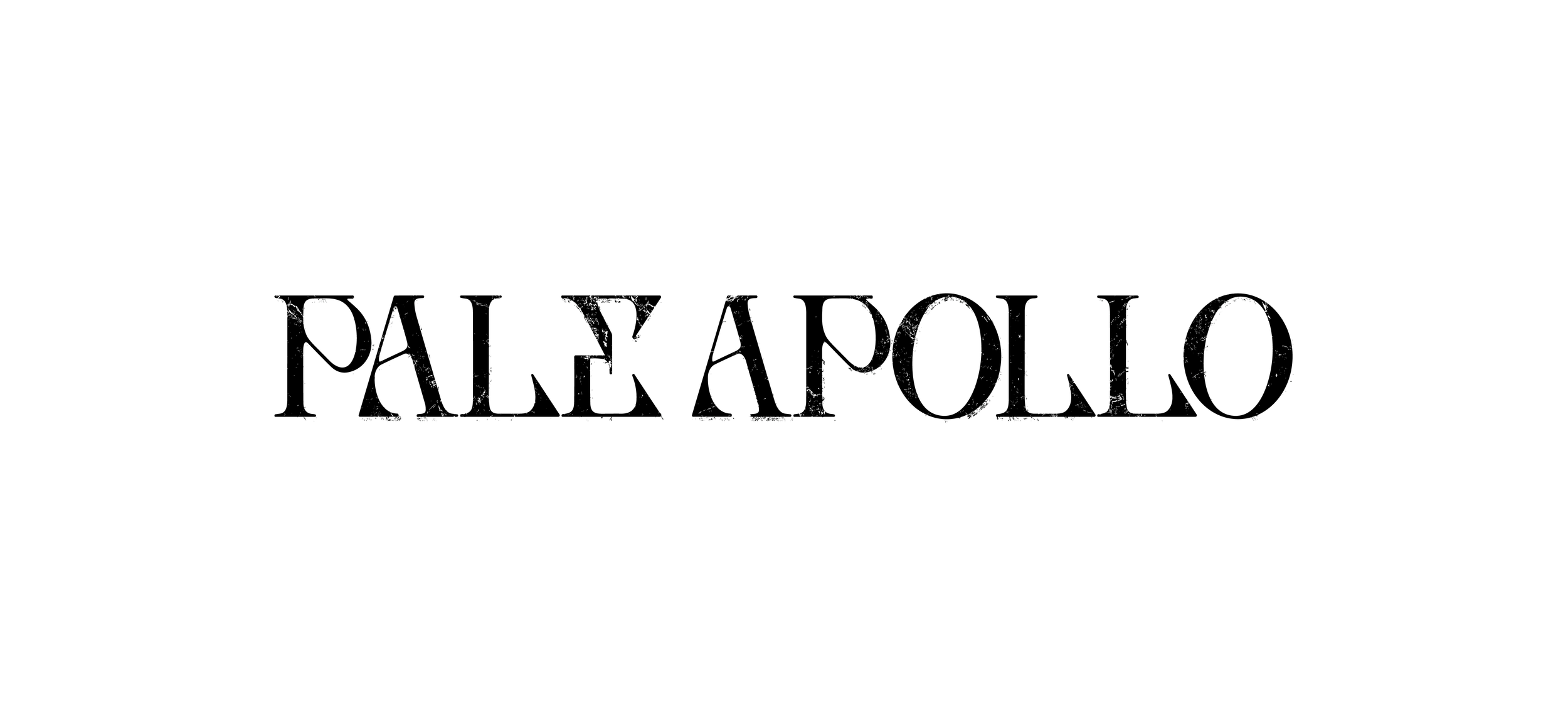 possible logos created for PALE APOLLO as well as finalized typographic logo showing the original and edited versions, 2025.