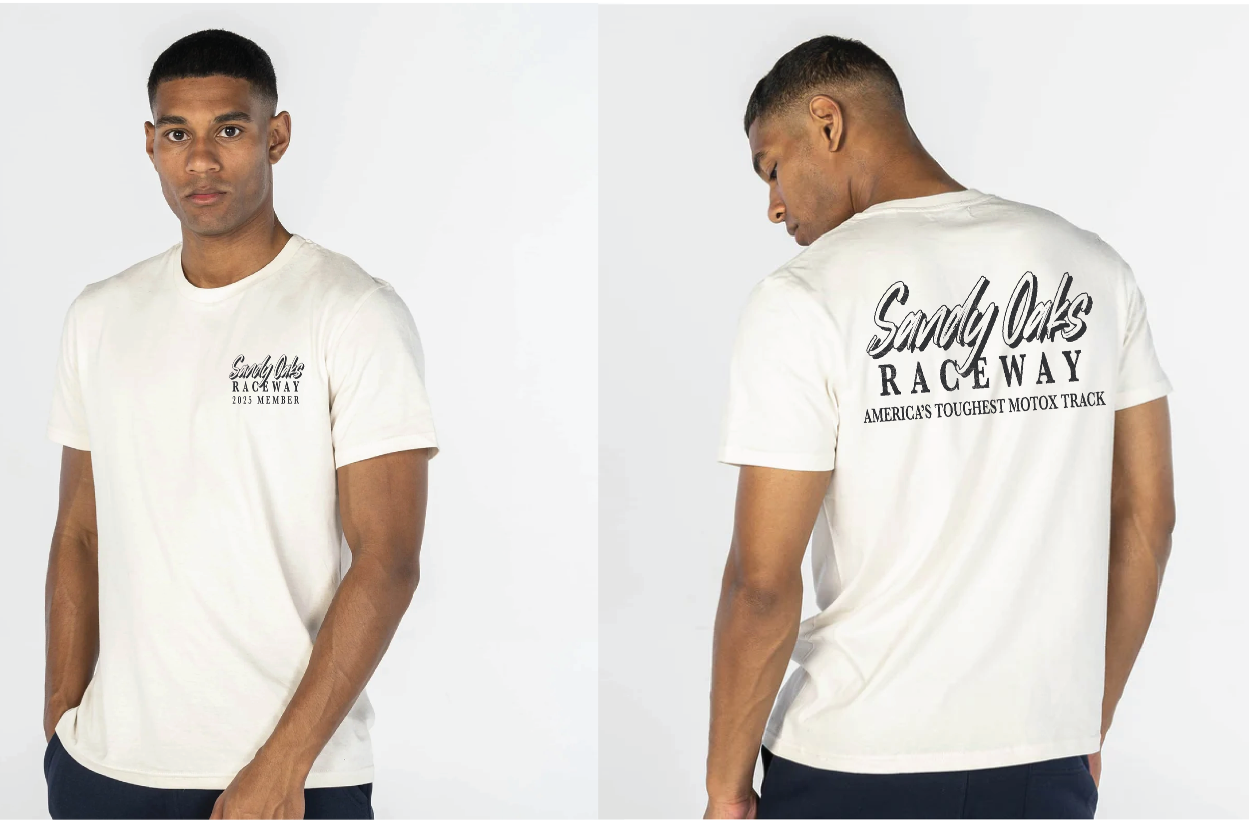 Sandy Oaks Raceway new logo design merchandise, t-shirt for raceway members, 2024.
