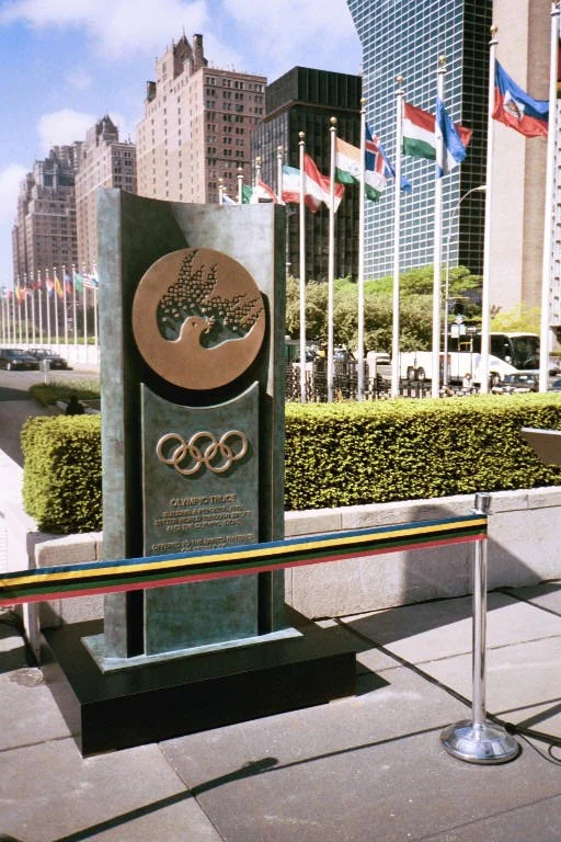 "The Olympic Truce," by Rosa Serra (bronze & marble, 2001), UN headquarters, New York