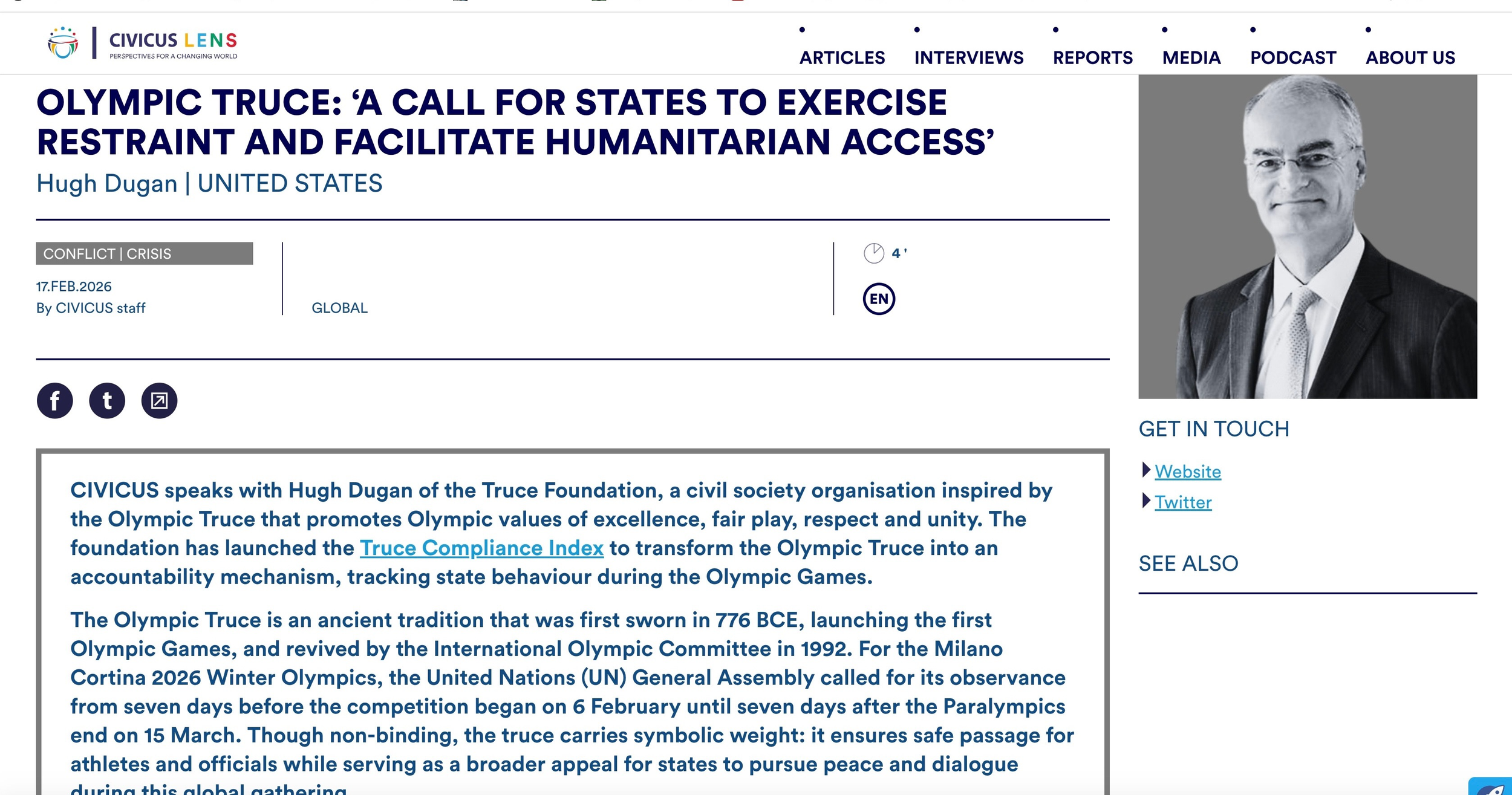 An Interview with Civicus Lens, the analysis &amp; commentary platform of global civil society alliance CIVICUS  &amp; Fox News on Italy Cheering Faith &amp; Flag in Milan