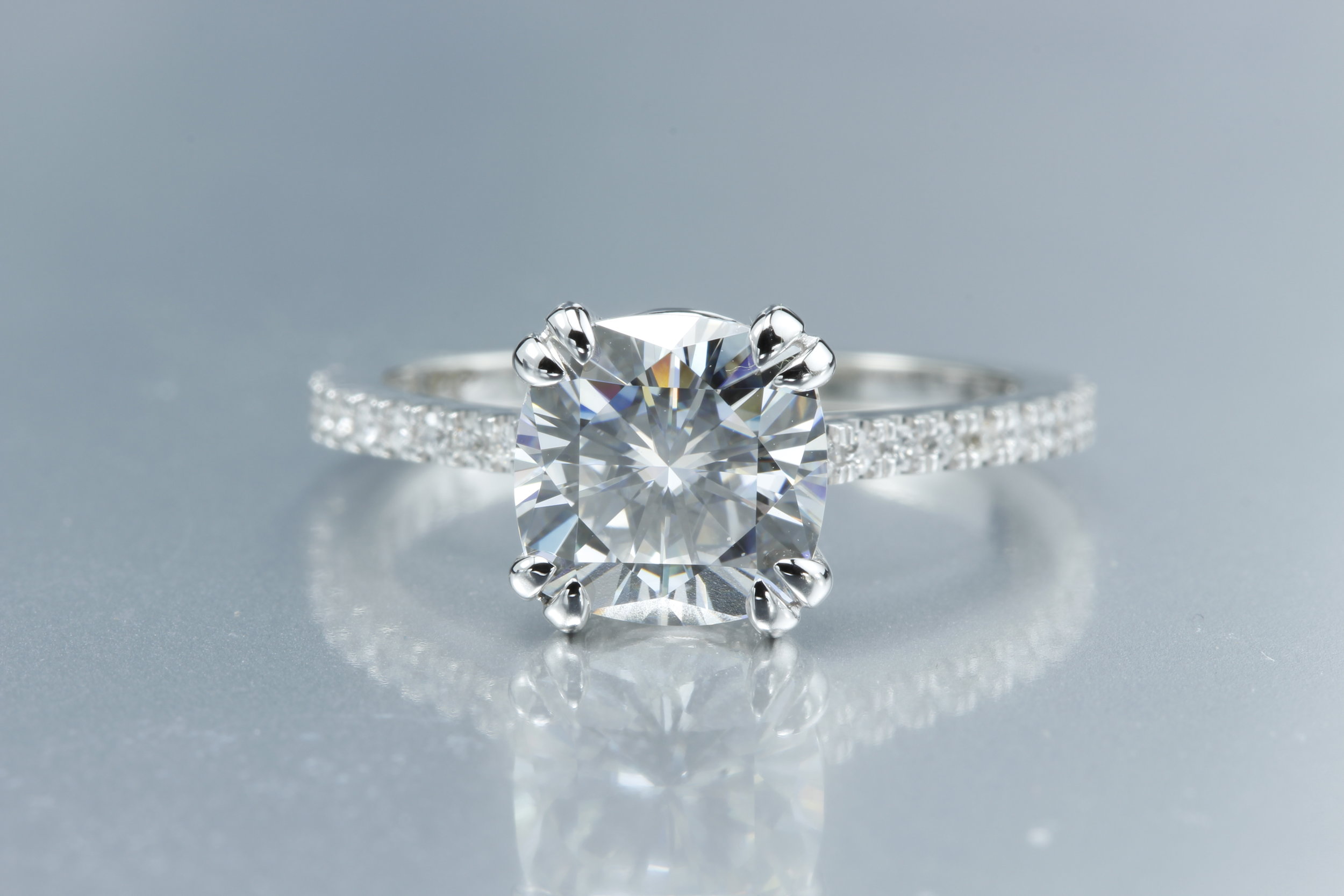 Details about   3.53 Ct Great Cushion Near White Moissanite Diamond Enagement .925 Silver Ring 