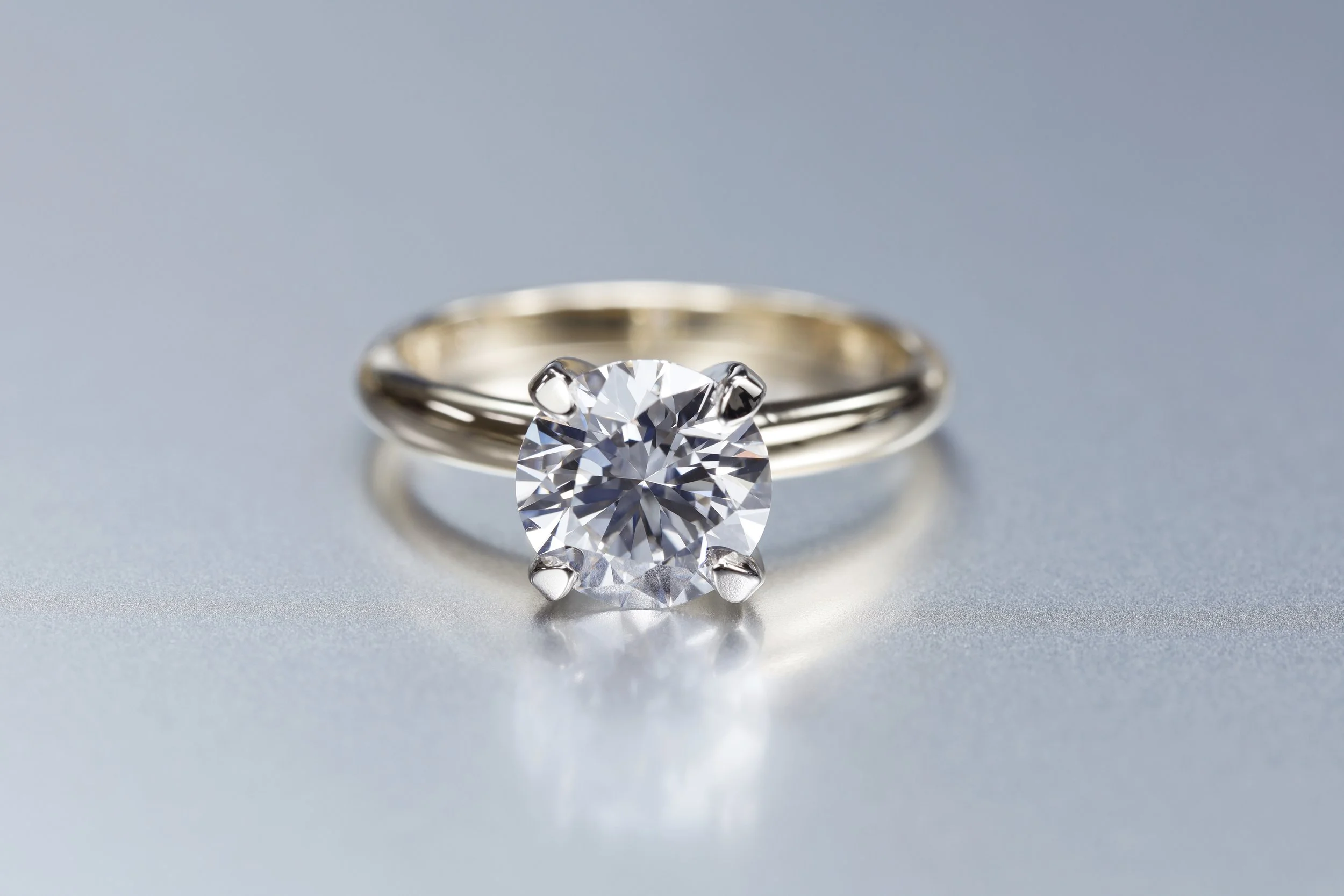 "The One"  Diamond Solitaire Engagement Ring - 14K Gold, 2Ct Round Lab Grown Diamond