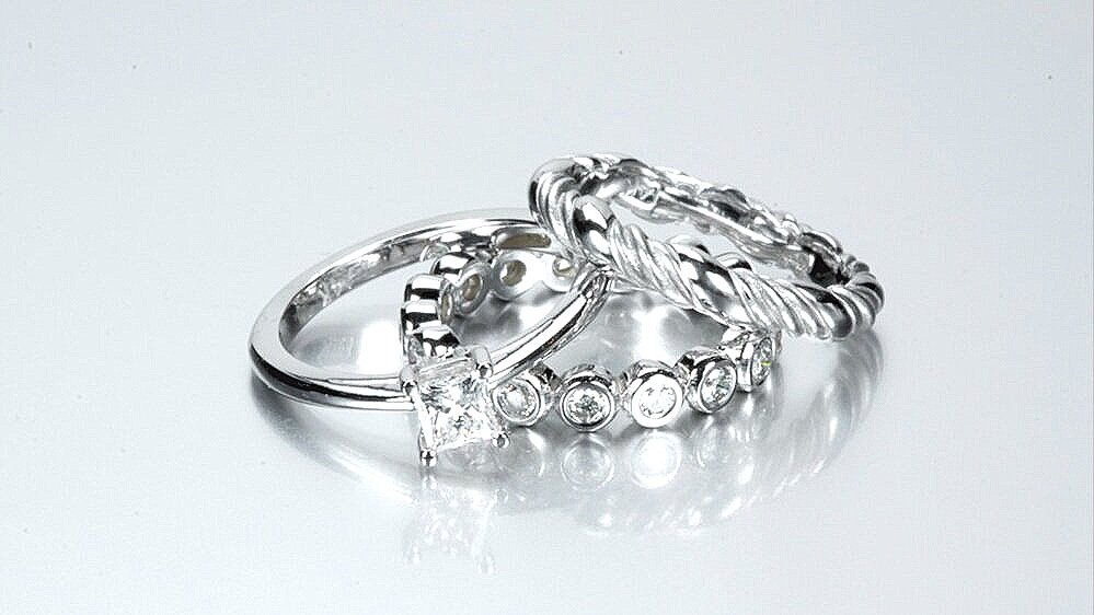 14K White Gold Stackable Rings -Diamond Solitaire 